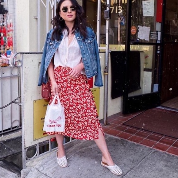 Madewell Side Button Skirt Full Bloom - Picture 2 of 6